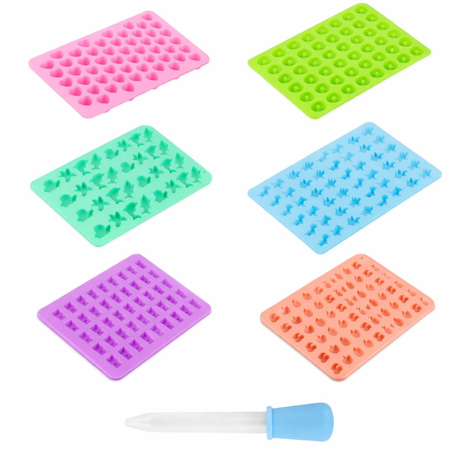Silikonform für vielfältige Fruchtgummis im 6er Set inkl. Pipette