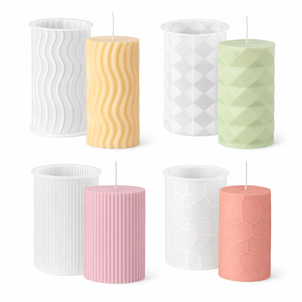 Kerzenformen aus Silikon im 4er Set für kreative DIY-Kerzen