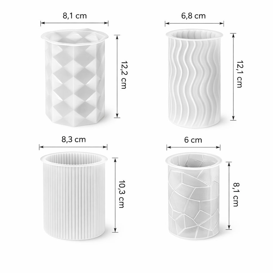 Kerzenformen aus Silikon im 4er Set für kreative DIY-Kerzen